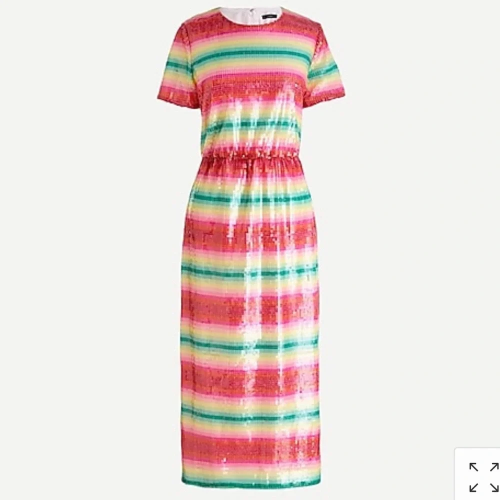 J.‎ Crew sequin Multicolor Striped Midi Dress size 10
